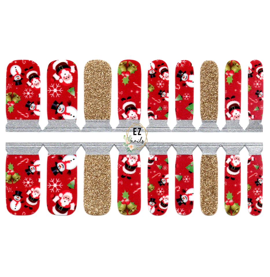 Santa Claus and Snowman Red and Gold Glitter- Kids