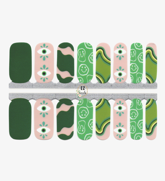 Dark Slate Gray Dark Green Abstract Art with Eyes and Smiley Face with Clear Background Negative Space