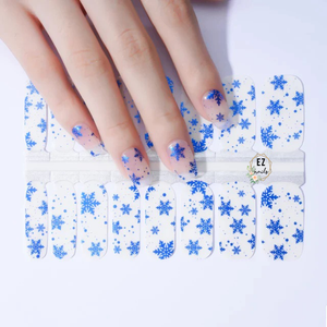 Blue Metallic Snowflakes Clear Background Negative Space Overlay Christmas Winter