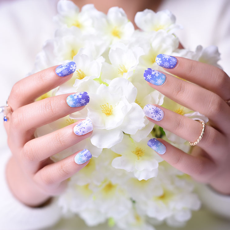 Flocons de neige bleus et blancs avec effet de dégradé Ombre Noël Hiver