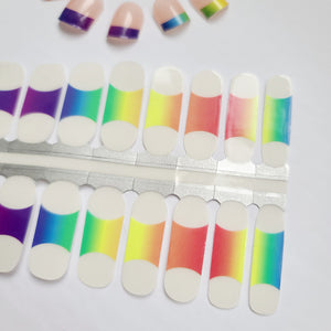 Rainbow Gradient French Manicure with Clear Top