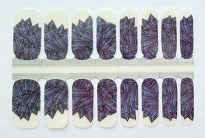 Dark Purple Space Dust Glitter Blocks Manucure française avec dessus transparent