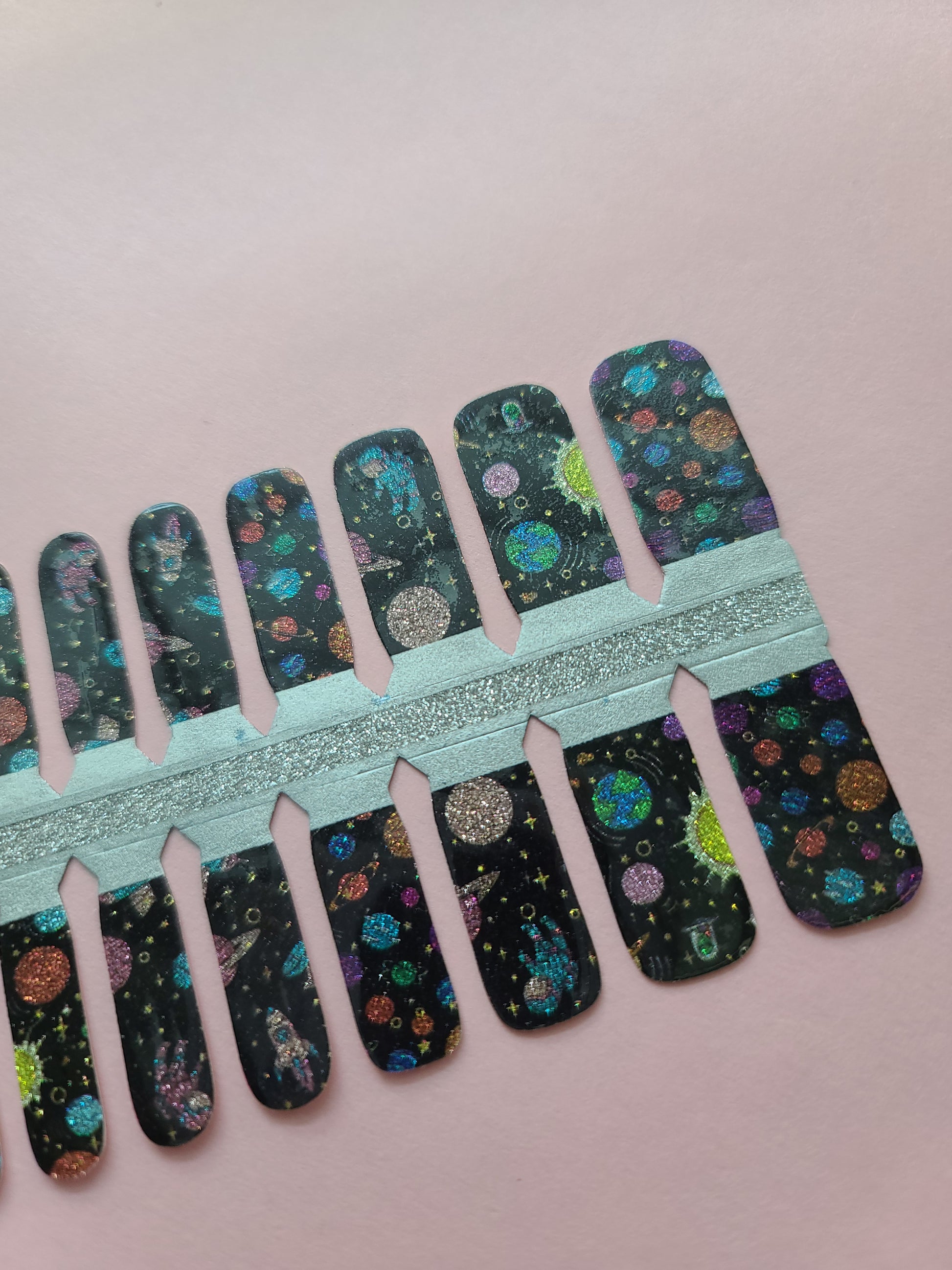 Dark Gray Glitter Space, Planets, Spaceman, Rocket, Jupiter, Sun, Venus, Earth, Solar System (Kids)