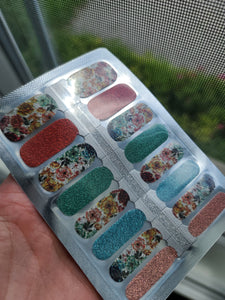 Red, Green, Blue and Pink Glitter with Flowers