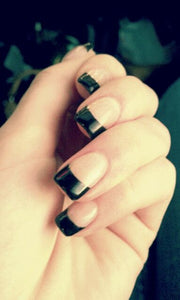 Black French Tip with Clear Transparent Background