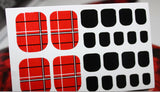 Red Plaid with Black Toe Nail Wraps