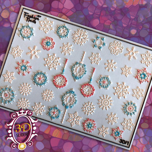 3D White, Pink and Blue Snowflakes