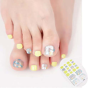 Yellow and Negative Space Stone Effect Toe Nail Wraps