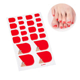 Red with Gold Glitter and Silver Rhinestones French Manicure Toe Nail Wraps