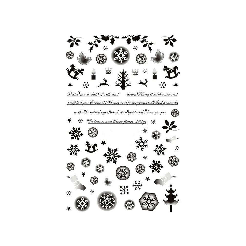 Christmas Holidays Black and White Snowflakes, Stockings, Deer, Mistletoe