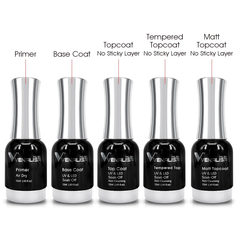 Venalisa Gel Top Coats and Base Coats - Matte, Tempered, Long Wear