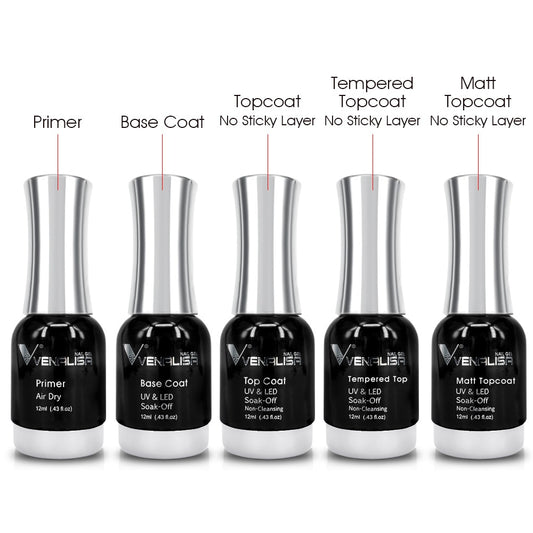 Venalisa Gel Top Coats et Base Coats - Mat, Trempé, Longue Tenue