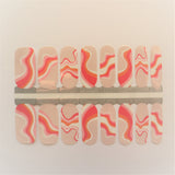 Nude Beige, Rose, Blanc et Orange Retro Swirls Art abstrait