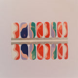 Burnt Orange, Navy Blue, Green, Lilac Swirls Abstract Art
