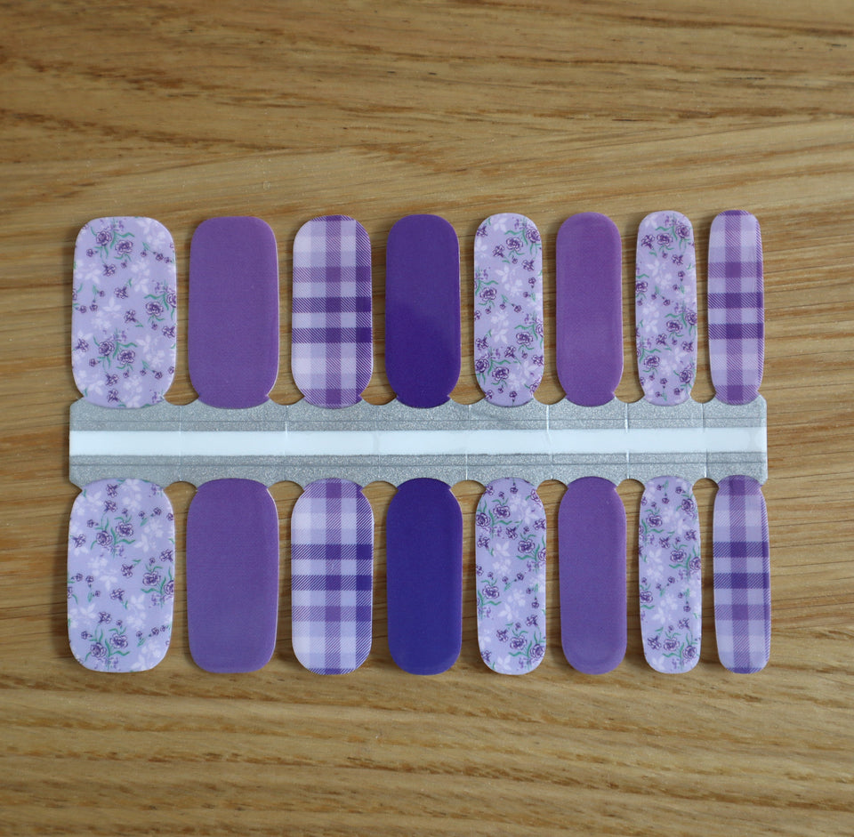 Lavender Purple with Flowers and Plaid Design