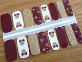 Wine Red and Gold Glitter Christmas Ornament and Snowflakes
