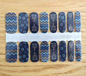Hanukkah Jewish Festival of Lights Navy Blue and Gold Glitter