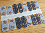 Navy Blue Glitter Gingerbread House and Stockings Christmas Winter