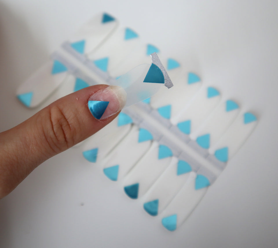 Teal Metallic Foil Triangle Clear Overlay Negative Space