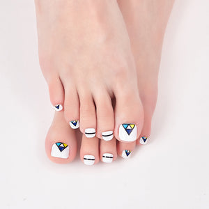 Navy Blue and White Black Triangles Geometry Toe Wraps