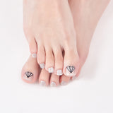 Pedicure Silver Glitter Diamond with Clear Background Toe Nail Wraps