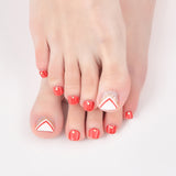 Red and Beige Nude with Gold Glitter Geometry Toe Wraps
