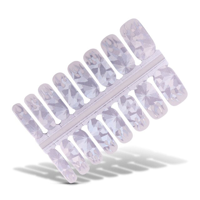 White Smoke Silver Iridescent Holographic Flame French Manicure