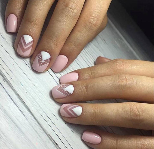 Baby Pink Solid Color and White Geometry Geo with Clear Cut Outs