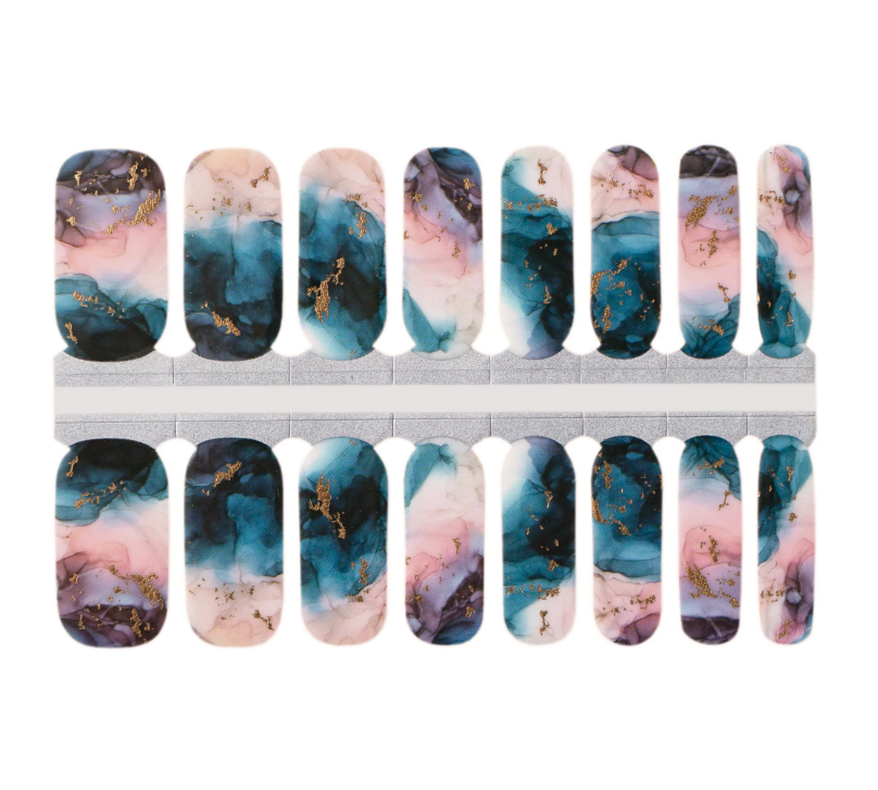 Pink and Teal Blue Marble with Gold