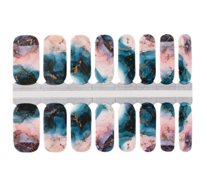 Pink and Teal Blue Marble with Gold