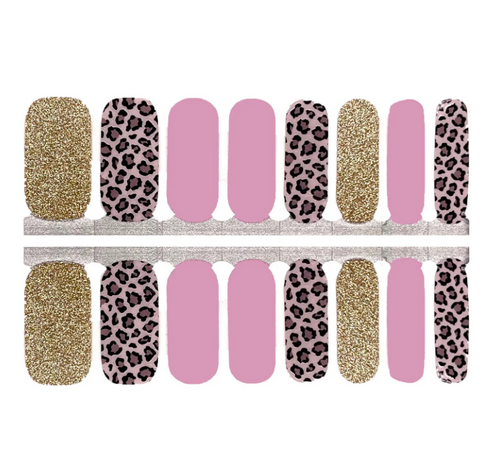 Leopard Print with Gold Glitter and Pink Solid