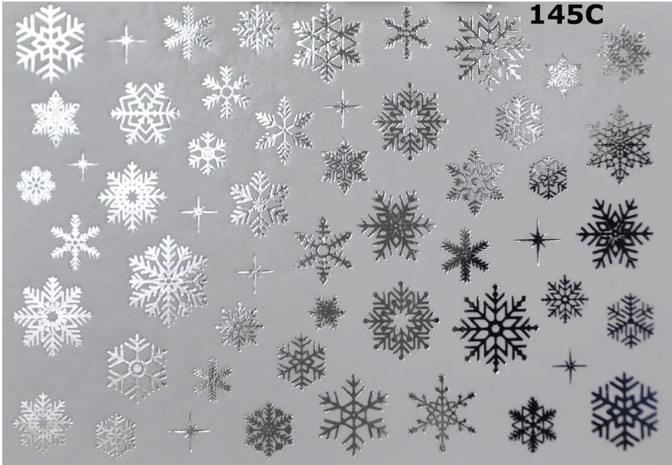 Silver Metallic Shiny Snowflakes Christmas Winter