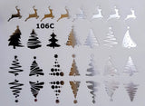 Silver Metallic Shiny Christmas Tree and Deer Christmas Winter