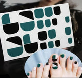 Pedicure Green with Black Geometry Toe Nail Wraps