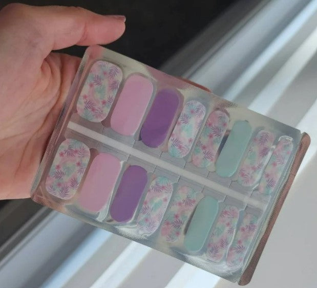 Pastel Pink, Purple and Robin Egg Blue Leaves and Flowers Spring