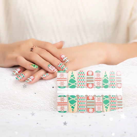 Pull à motif de Noël vert, rouge et blanc, flocons de neige, sapin de Noël