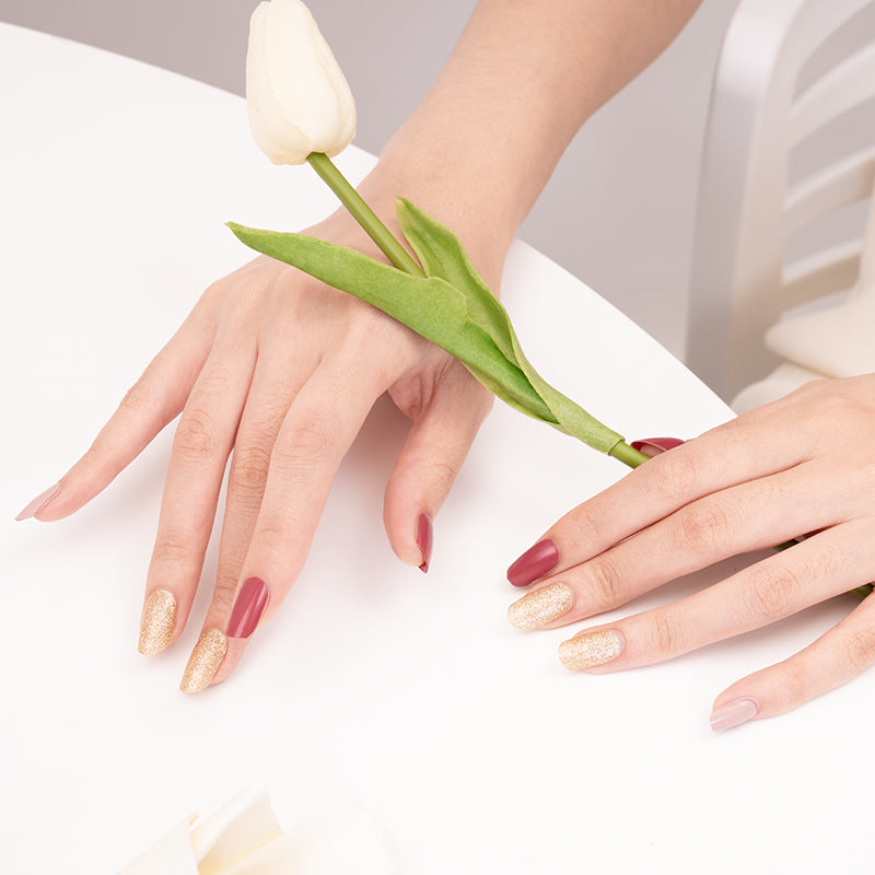 White Smoke Solid Colors Dark Nude Brown with Gold Glitter