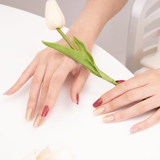 White Smoke Solid Colors Dark Nude Brown with Gold Glitter