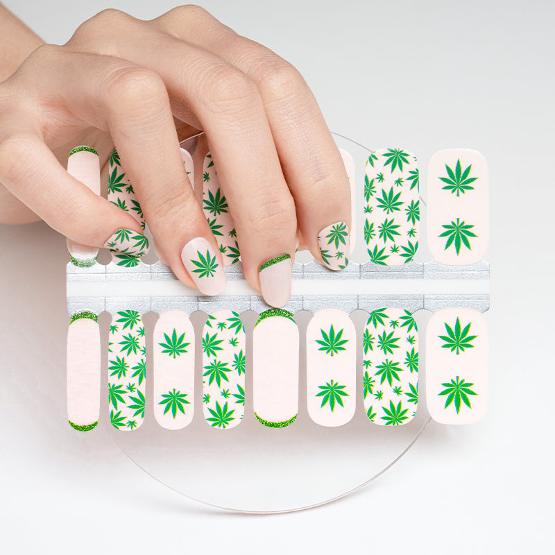 Cannabis Weed Leaves Art Vert et Beige