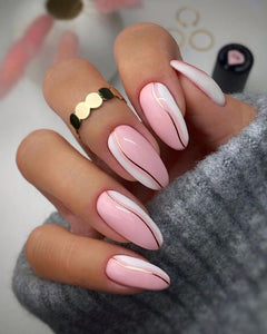 Pink and White Ombre with Gold