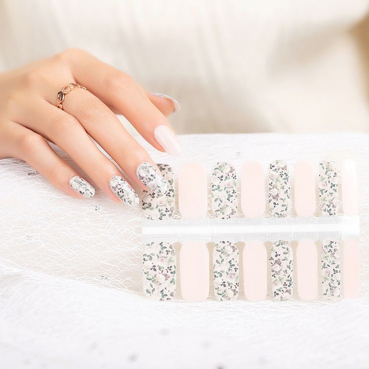 Beige Nude with White Roses and Green Leaves