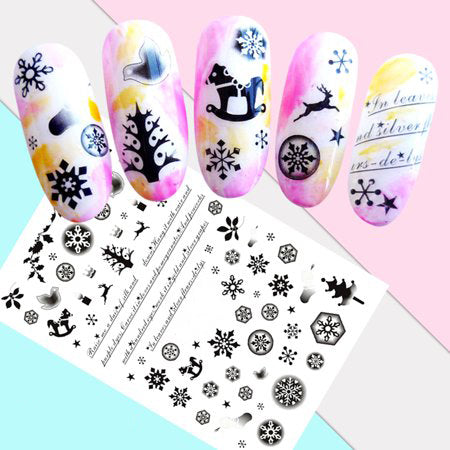 Christmas Holidays Black and White Snowflakes, Stockings, Deer, Mistletoe