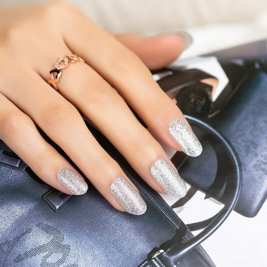 Solid Grey Silver Glitter