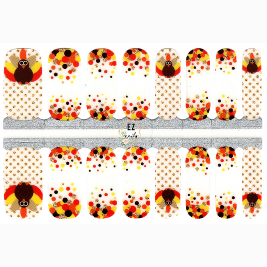 Turkey Thanksgiving Polka Dot with Glitter