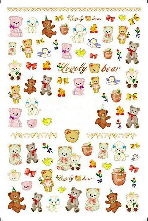 Teddy Bears Brown and Pink, Birds and Bows, Honey Jar, Happy Birthday