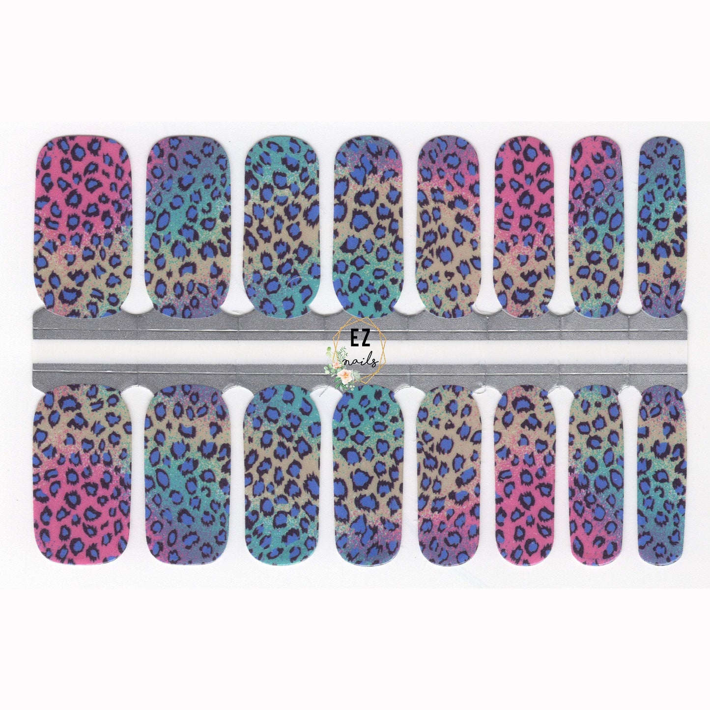 Nail Wraps, Strips, Stickers -Colorful Leopard Print Ombre - EZ Nails Store