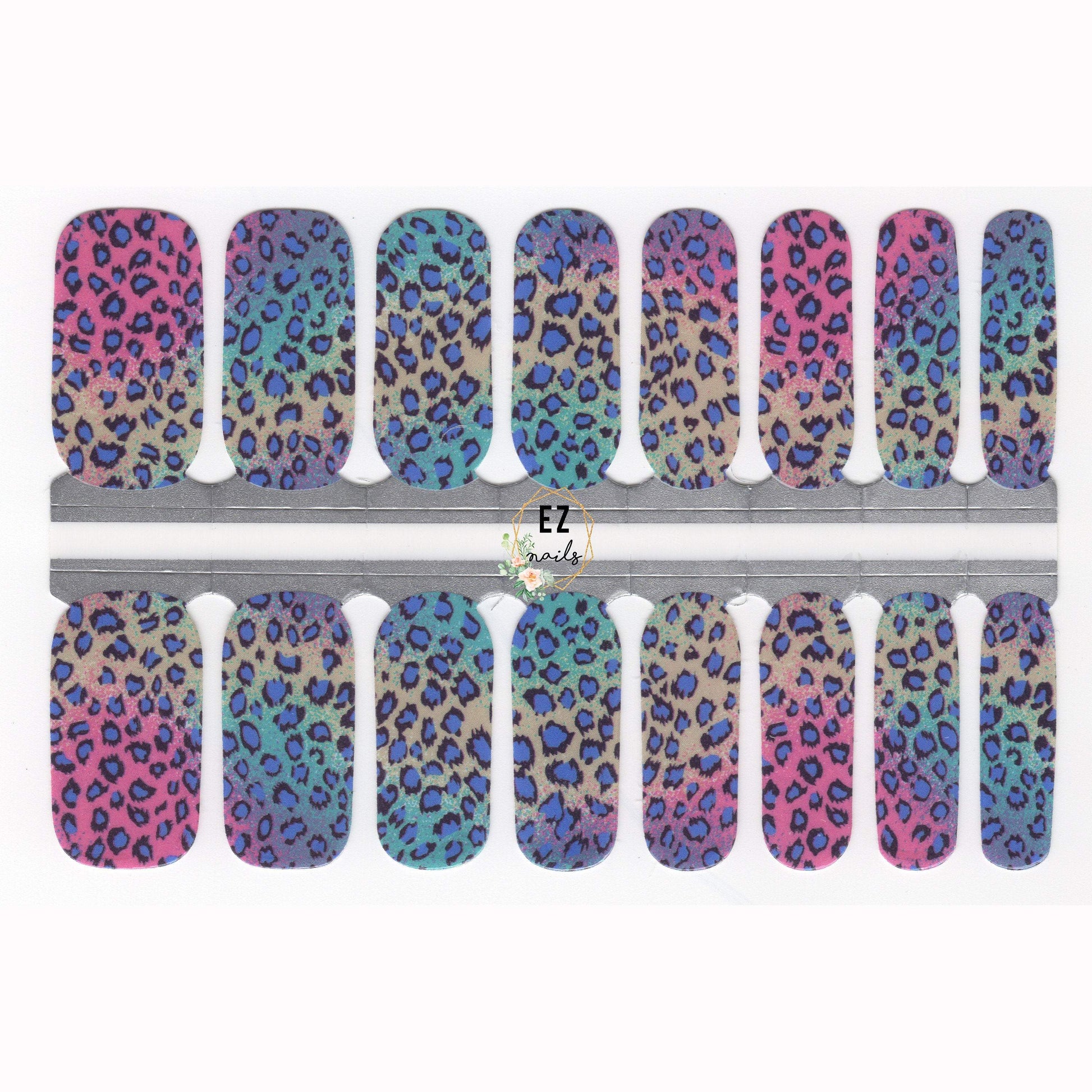 Nail Wraps, Strips, Stickers -Colorful Leopard Print Ombre - EZ Nails Store