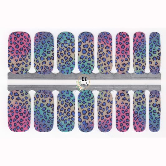 Nail Wraps, Strips, Stickers -Colorful Leopard Print Ombre - EZ Nails Store