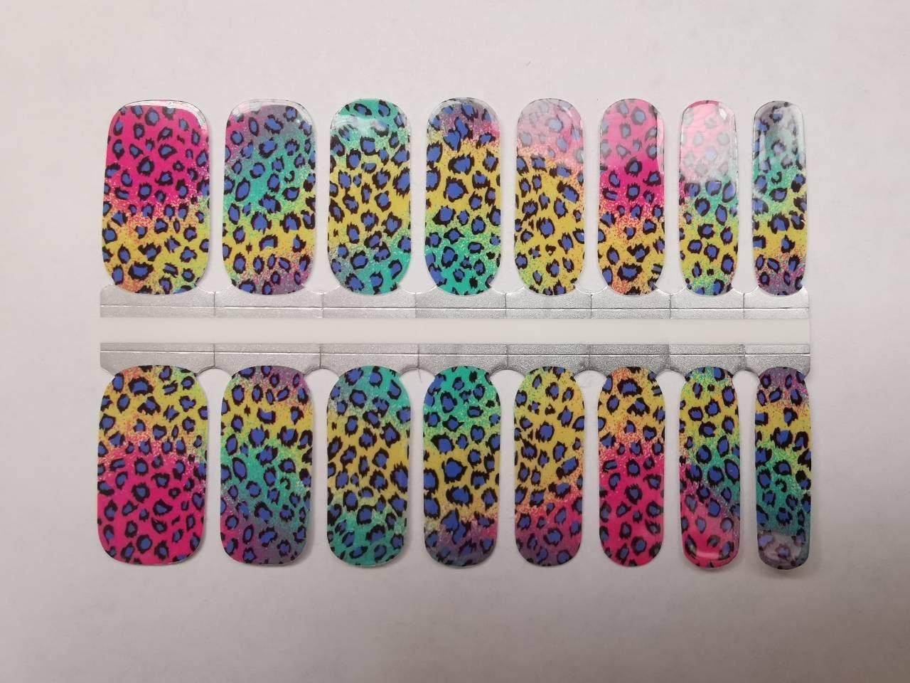 Nail Wraps, Strips, Stickers -Colorful Leopard Print Ombre - EZ Nails Store