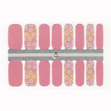 Nail Wraps, Strips, Stickers- Pink Sparkle and Orange Ombre with Flowers - EZ Nails Store